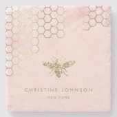 Imitate Glitzer Bienensteigung Rosa Steinuntersetzer (Vorderseite)