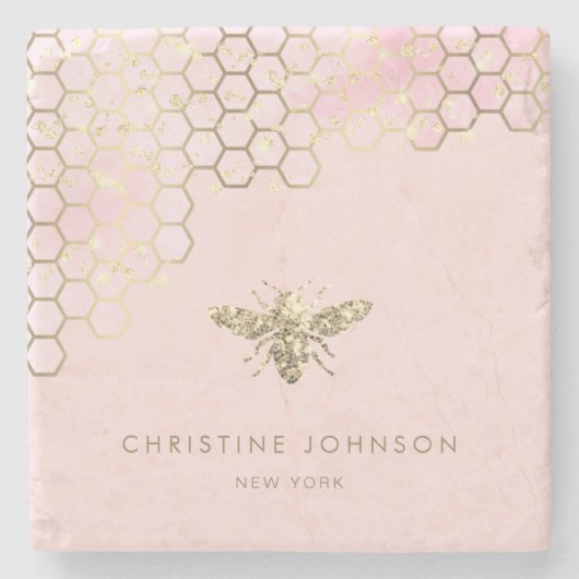 Imitate Glitzer Bienensteigung Rosa Steinuntersetzer (Vorderseite)