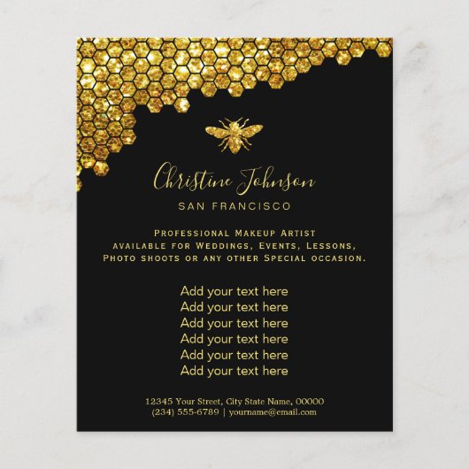 Imitate Glitzer Bienenwabenkraut, schwarzer Hinter Flyer (Vorne)