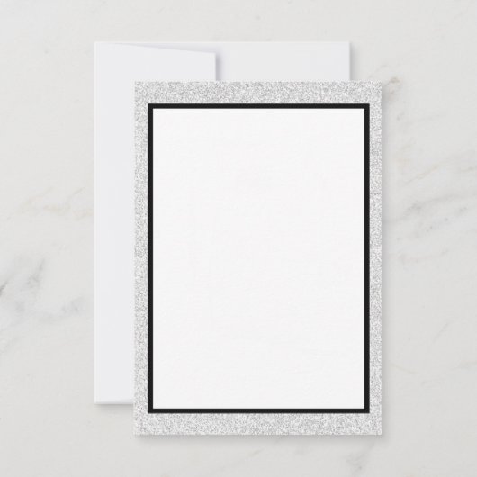 Imitate Glitzer & Black Gerahmt-3x5 Hochzeit Einla Einladung (Rückseite)