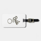 Imitate Glitzer "Bride Typografy" und Diamantring Gepäckanhänger (Vorderseite horizontal)