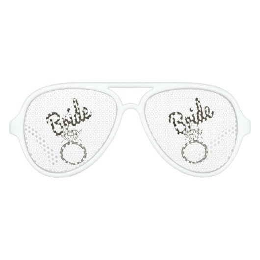 Imitate Glitzer "Bride Typografy" und Diamantring Partybrille (Vorderseite)