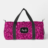 Imitate Glitzer Custom Monogram, Hot rosa Glitzern Duffle Bag (Vorderseite)