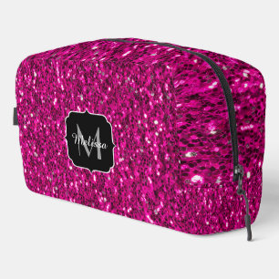 Imitate Glitzer Custom Monogram, Hot rosa Glitzern Waschbeutel