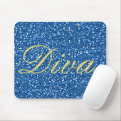 Imitate Glitzer Diva Design in Blau Mousepad (Mit Mouse)
