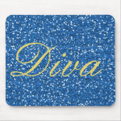 Imitate Glitzer Diva Design in Blau Mousepad (Vorne)