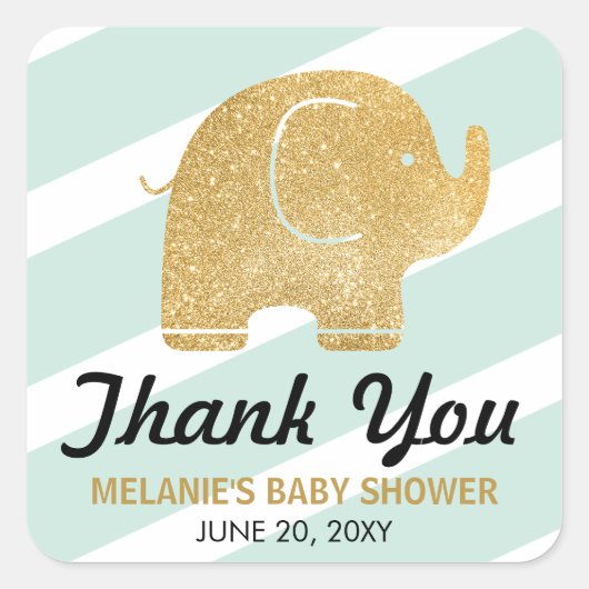 Imitate Glitzer Elephant Mint Danke Stickers (Vorderseite)