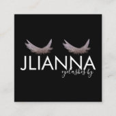Imitate Glitzer Eyelashes Salon Schwarz-weiß Quadratische Visitenkarte (Vorderseite)