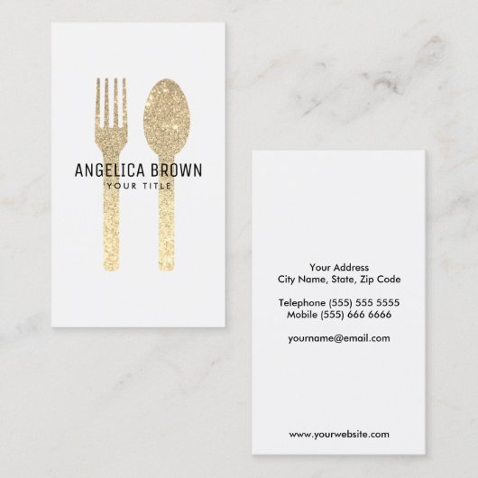 Imitate Glitzer Fork und Spoon Visitenkarte (Vorne/Hinten)