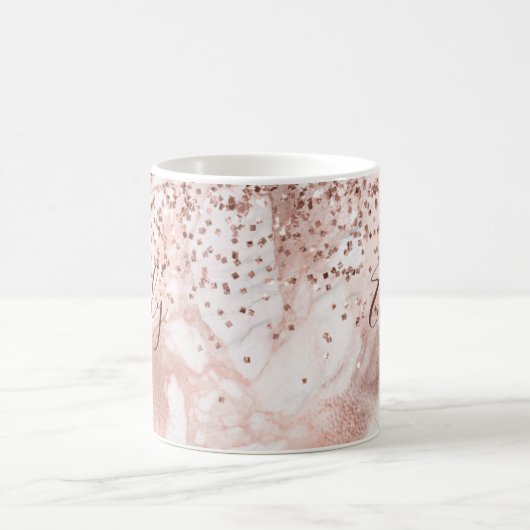 Imitate Glitzer Girly Rose Gold Marmor Personalisi Kaffeetasse (Mittel)