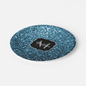 Imitate Glitzer Glitzern Monogram Pappteller (Schrägansicht)