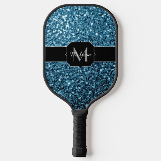 Imitate Glitzer Glitzern Monogram Pickleball Schläger (Rückseite)
