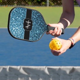 Imitate Glitzer Glitzern Monogram Pickleball Schläger