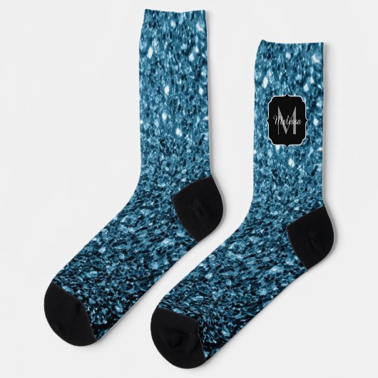 Imitate Glitzer Glitzern Monogram Socken (Linkes Detail)
