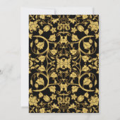 Imitate Glitzer Gold Floral Damask Feierliche Hoch Einladung (Rückseite)
