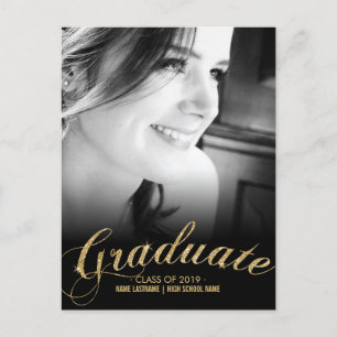 Imitate Glitzer Gold Graduate Foto Postkarte Einla