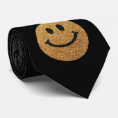 Imitate Glitzer Gold Happy Face - matte Glitzern Krawatte (Gerollt)