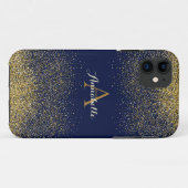 Imitate Glitzer Gold Monogramm Name Case-Mate iPhone Hülle (Rückseite (Horizontal))