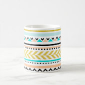 Imitate Glitzer Gold, Türkis, Coral Aztec Muster Kaffeetasse (Mittel)