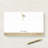 Imitate Glitzer Gold und Weiß Flamingo & Border Post-it Klebezettel (Auf Schreibtisch)