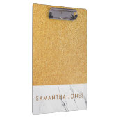 Imitate Glitzer Gold Weißer Marmor Personalisiert Klemmbrett (Rechts)
