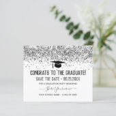 Imitate Glitzer Graduation Party Save the Date (Stehend Vorderseite)