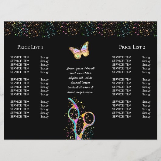 Imitate Glitzer Haarstylenbroschüre (Rückseite)