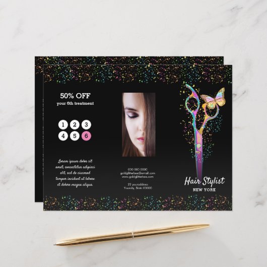 Imitate Glitzer Haarstylenbroschüre (Vorderseite/Rückseite Beispiel)