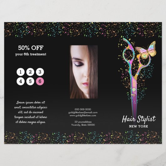 Imitate Glitzer Haarstylenbroschüre (Vorderseite)