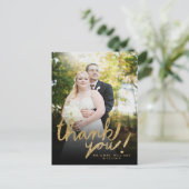 Imitate Glitzer Handwrite Foto Vielen Dank Postcar Postkarte (Stehend Vorderseite)