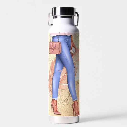 Imitate Glitzer Heelse Rosa Goldflasche Trinkflasche (Vorne)