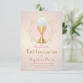 Imitate Glitzer Hintergrund Erste Kommune Einladung (Stehend Vorderseite)