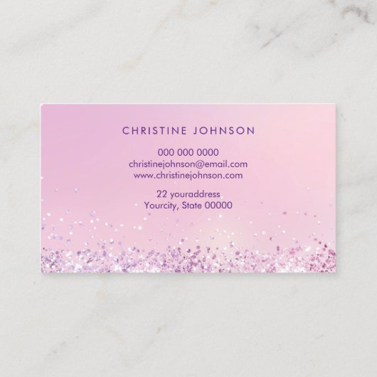 Imitate Glitzer in hellrosa Visitenkarte (Rückseite)
