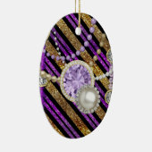 Imitate Glitzer & Juwelen Lila & Gold Töne Keramikornament (Rechts)