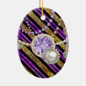 Imitate Glitzer & Juwelen Lila & Gold Töne Keramikornament (Hinten)