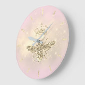 Imitate Glitzer Königin auf rosa Große Wanduhr (Winkel)