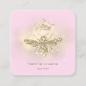 Imitate Glitzer Königin auf rosa Quadratische Visitenkarte (Vorderseite)