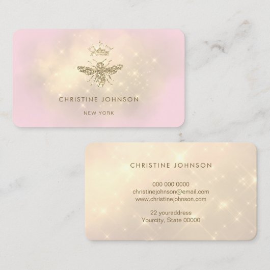 Imitate Glitzer Königin auf rosa Visitenkarte (Vorne/Hinten)