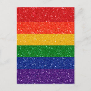 Imitate Glitzer LGBTQ-Flag Postkarte
