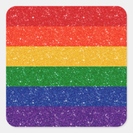 Imitate Glitzer LGBTQ-Flag Quadratischer Aufkleber