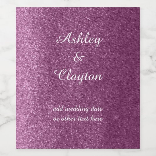 Imitate Glitzer Lila Elegante Weinetikett (Einzelnes Label)