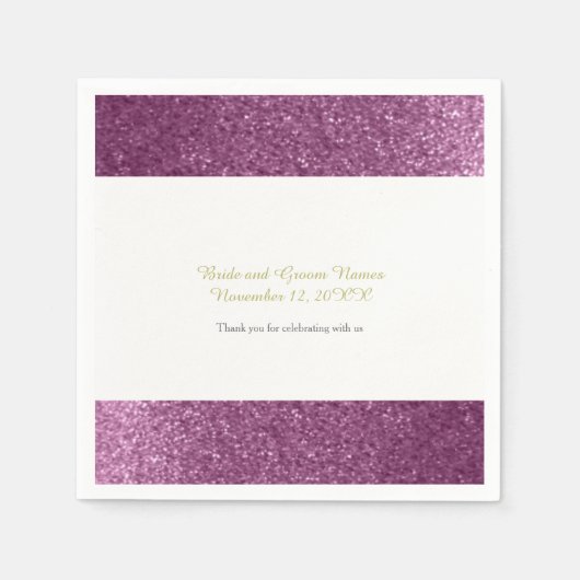 Imitate Glitzer Lila Hochzeit Serviette (Vorderseite)