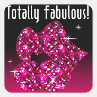 (Imitate) Glitzer Lippen Total Fabulous fuschia Quadratischer Aufkleber