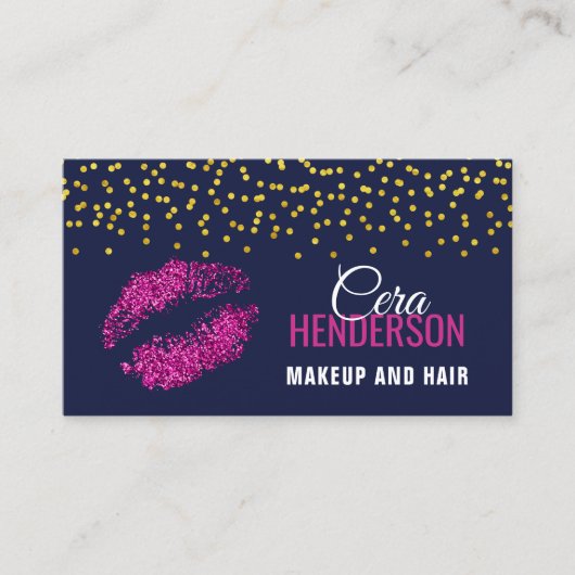 Imitate Glitzer Lips Gold Confetti Visitenkarte (Vorderseite)