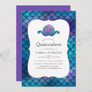 Imitate Glitzer Mermaid Scale Pattern Quinceanera Einladung