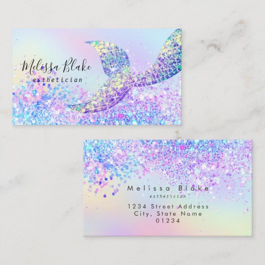 Imitate Glitzer Mermaid Schwanz Visitenkarte (Vorne/Hinten)