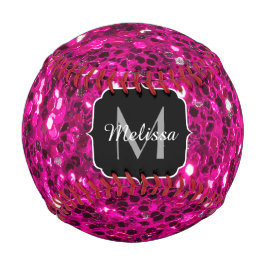 Imitate Glitzer Monogramm, Hot-pink-Glitzern Baseball