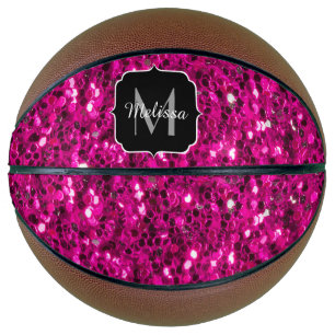 Imitate Glitzer Monogramm, Hot-pink-Glitzern Basketball