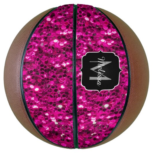 Imitate Glitzer Monogramm, Hot-pink-Glitzern Basketball (Vertikal)