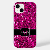 Imitate Glitzer Monogramm, Hot-pink-Glitzern Case-Mate iPhone Hülle (Rückseite)